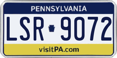 PA license plate LSR9072