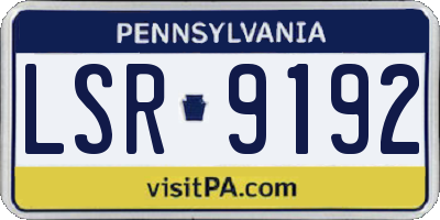 PA license plate LSR9192