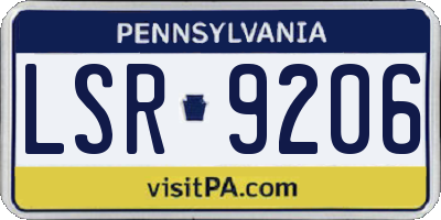 PA license plate LSR9206