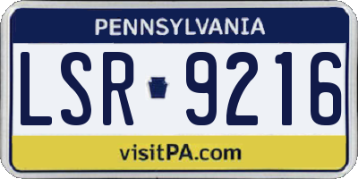 PA license plate LSR9216