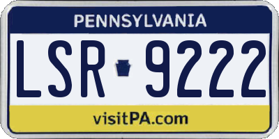 PA license plate LSR9222
