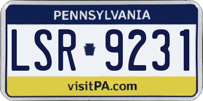 PA license plate LSR9231