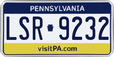 PA license plate LSR9232
