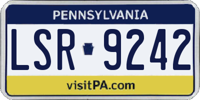 PA license plate LSR9242