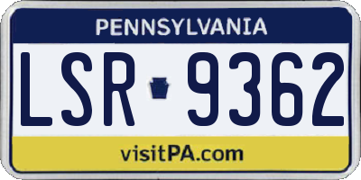 PA license plate LSR9362
