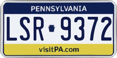 PA license plate LSR9372