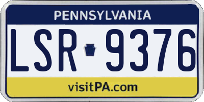 PA license plate LSR9376
