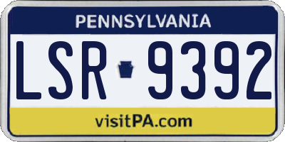 PA license plate LSR9392