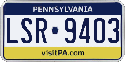PA license plate LSR9403