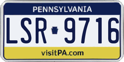 PA license plate LSR9716