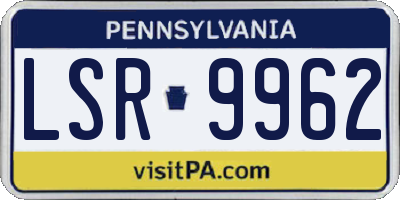 PA license plate LSR9962