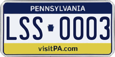 PA license plate LSS0003