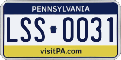 PA license plate LSS0031
