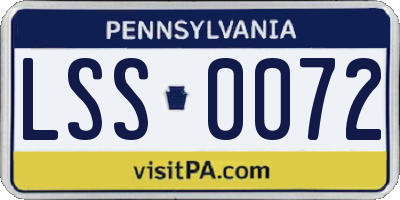 PA license plate LSS0072