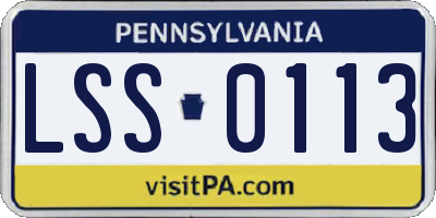 PA license plate LSS0113