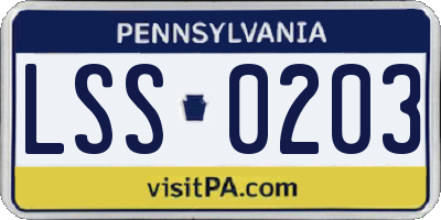 PA license plate LSS0203