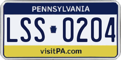 PA license plate LSS0204