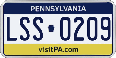 PA license plate LSS0209