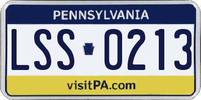 PA license plate LSS0213
