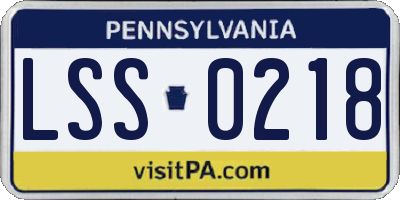 PA license plate LSS0218