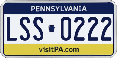 PA license plate LSS0222
