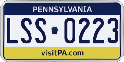 PA license plate LSS0223
