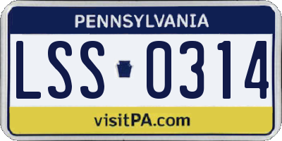 PA license plate LSS0314