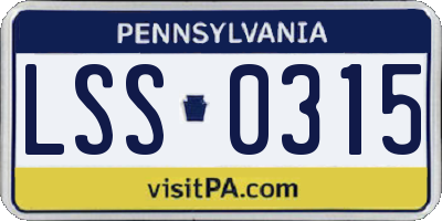 PA license plate LSS0315