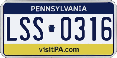 PA license plate LSS0316