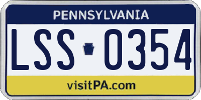 PA license plate LSS0354