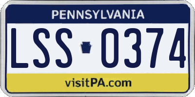 PA license plate LSS0374