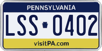 PA license plate LSS0402