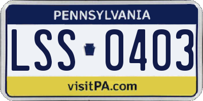PA license plate LSS0403