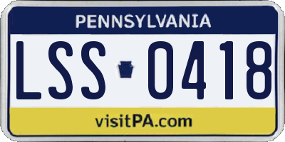 PA license plate LSS0418