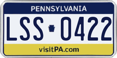 PA license plate LSS0422
