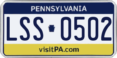 PA license plate LSS0502