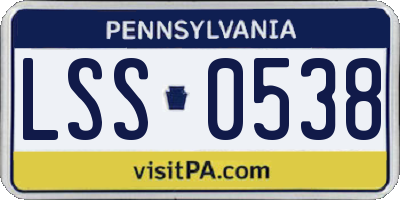 PA license plate LSS0538