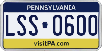 PA license plate LSS0600