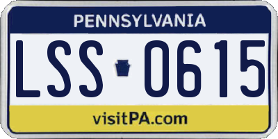 PA license plate LSS0615