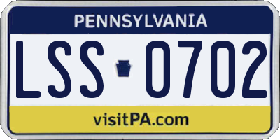 PA license plate LSS0702