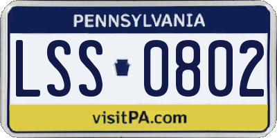 PA license plate LSS0802