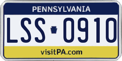 PA license plate LSS0910