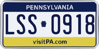 PA license plate LSS0918