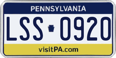 PA license plate LSS0920