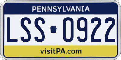 PA license plate LSS0922