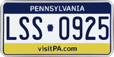 PA license plate LSS0925