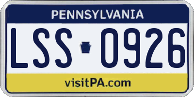 PA license plate LSS0926