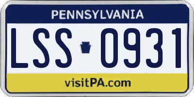 PA license plate LSS0931