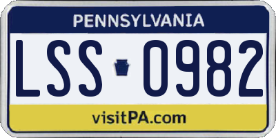PA license plate LSS0982