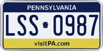 PA license plate LSS0987
